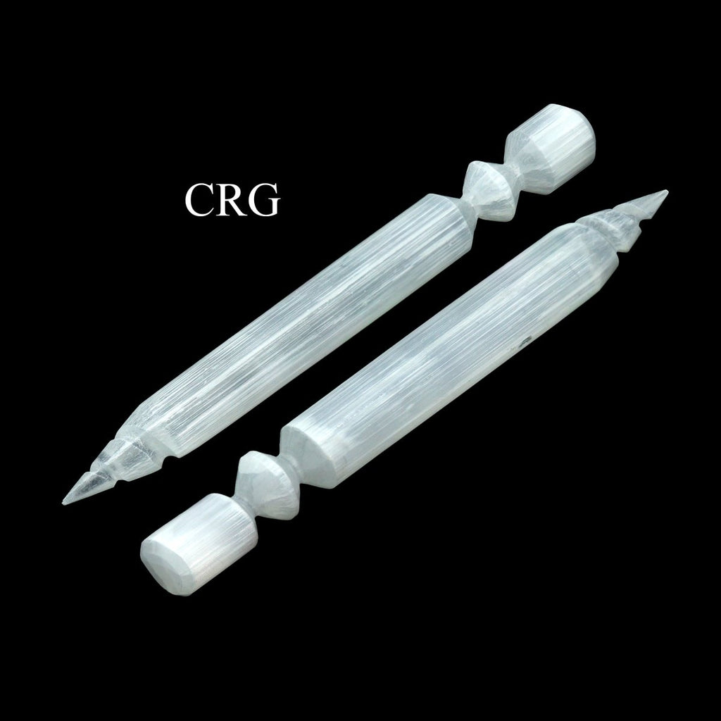 Selenite Thorn Wand with Cylinder Base (2 Pieces) Size 6.5 to 7.5 Inches