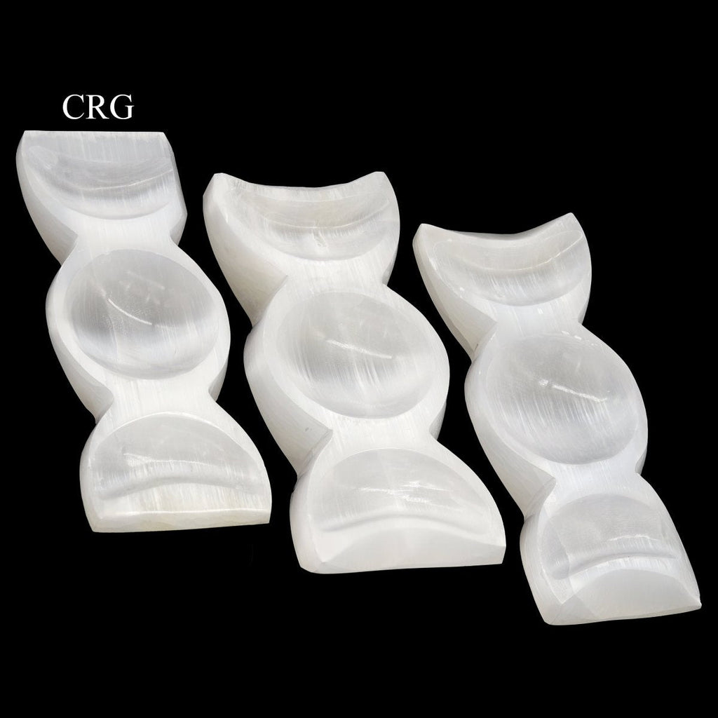 Selenite Triple Moon Bowl (1 Piece) Size 8 by 4 Inches Crystal Gemstone Decor