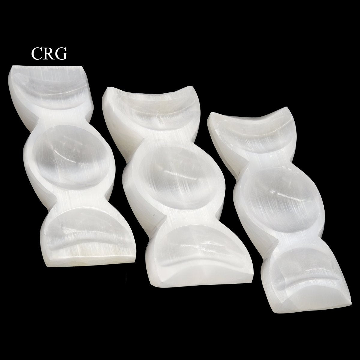 Selenite Triple Moon Bowl (1 Piece) Size 8 by 4 Inches Crystal Gemstone Decor