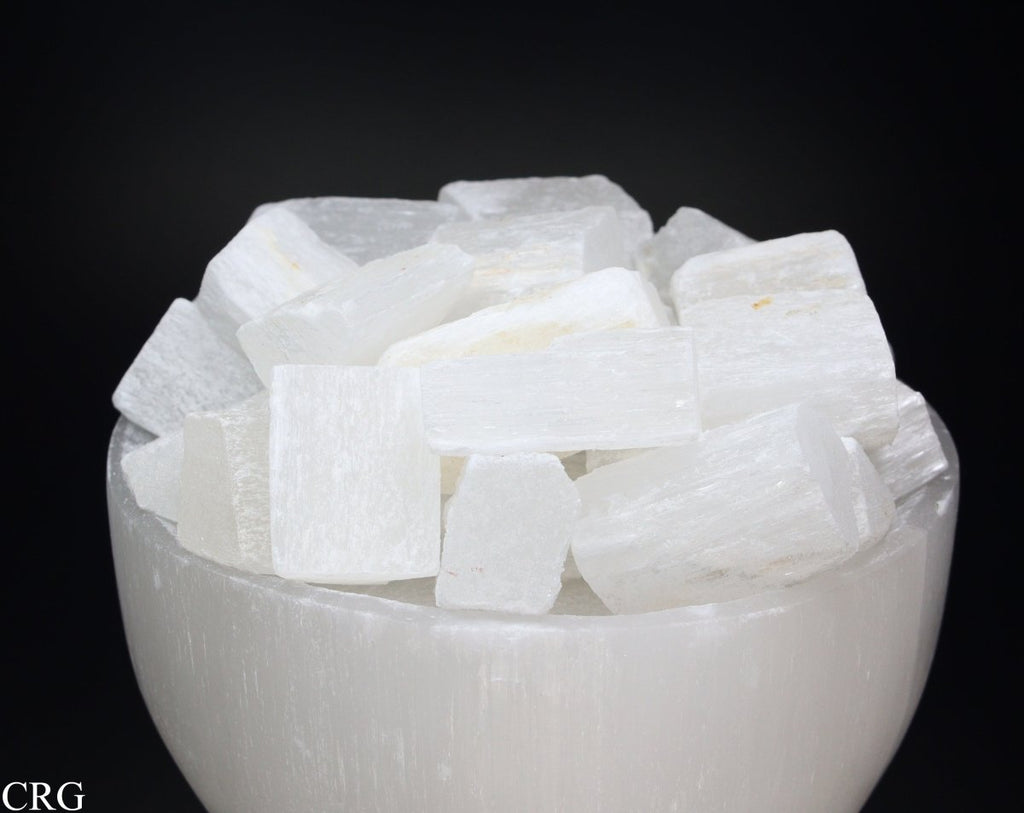 Selenite White "Fire Bowl" Lamp with Cord and Bulb (1 Piece) Size 6 to 8 by 4 Inches Crystal Gemstone Decor