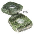 Serpentine Candle Holder (1 Piece) Size 4 to 5 Inches Polished Top Crystal Slice with Felt Bottom