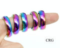 SET OF 10 - 6mm Domed Rainbow Hematite Rings / Assorted Sizes