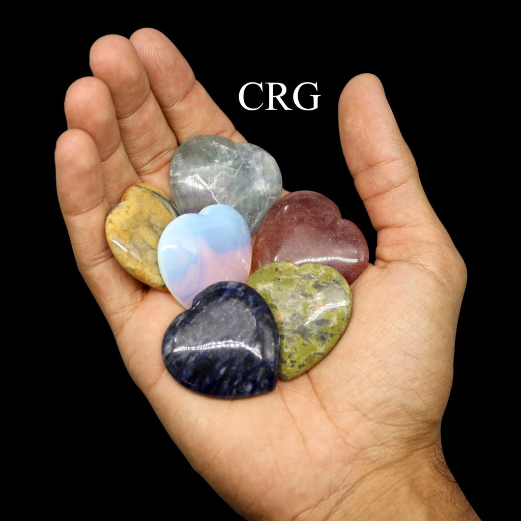 SET OF 10 - Assorted Gemstone Heart / 1.5" AVG