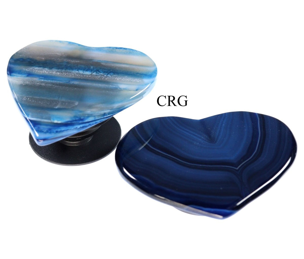 SET OF 10 - Blue Agate Slice Heart Phone Grips / 2-3" AVG