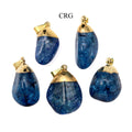 SET OF 10 - Blue Crackle Quartz Pendant with Gold Plating / 1-2" AVG
