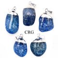 SET OF 10 - Blue Crackle Quartz Pendant with Silver Plating / 1-2" AVG