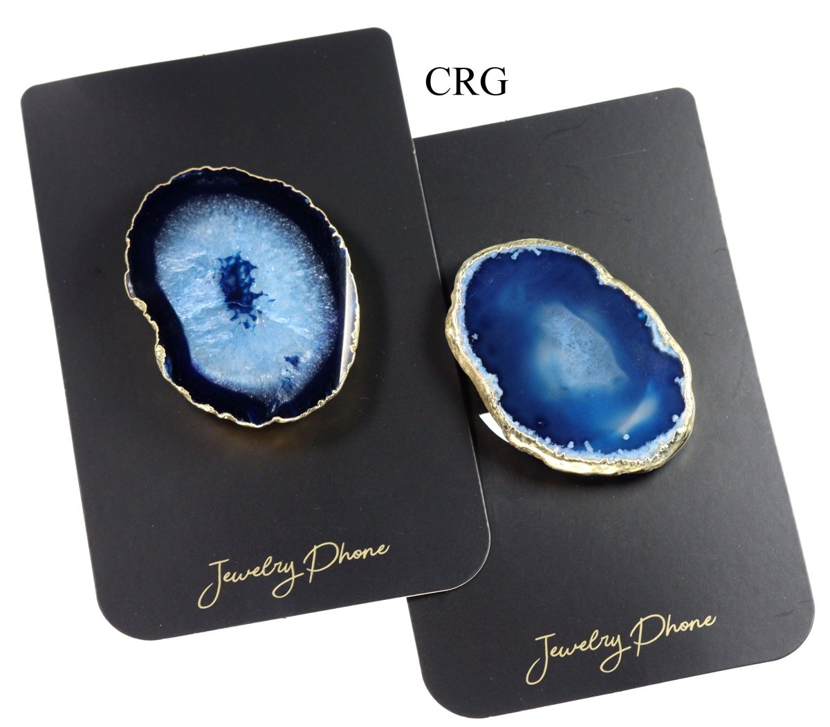 SET OF 10 - Blue Freeform Agate Phone Grip w/ Gold Plating