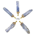 SET OF 10 - Blue Kyanite Blade Pendant with Gold Plating / 1-2" AVG