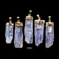 SET OF 10 - Blue Kyanite Blade Pendant with Quartz and Gold Plating / 1-2" AVG