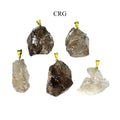 Smoky Quartz Rough Pendant with Gold Plated Bail (0.5 To 1 Inch) (10 Pieces)