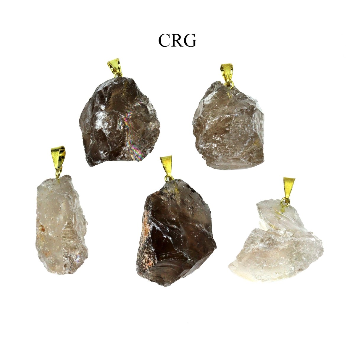 Smoky Quartz Rough Pendant with Gold Plated Bail (0.5 To 1 Inch) (10 Pieces)