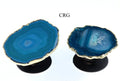 SET OF 10 - TEAL Agate Freeform Phone Grip w/ Gold Plating