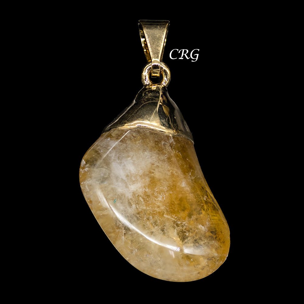 Citrine Tumbled Pendant with Gold Plating (0.5 To 1 Inch) (10 Pieces)