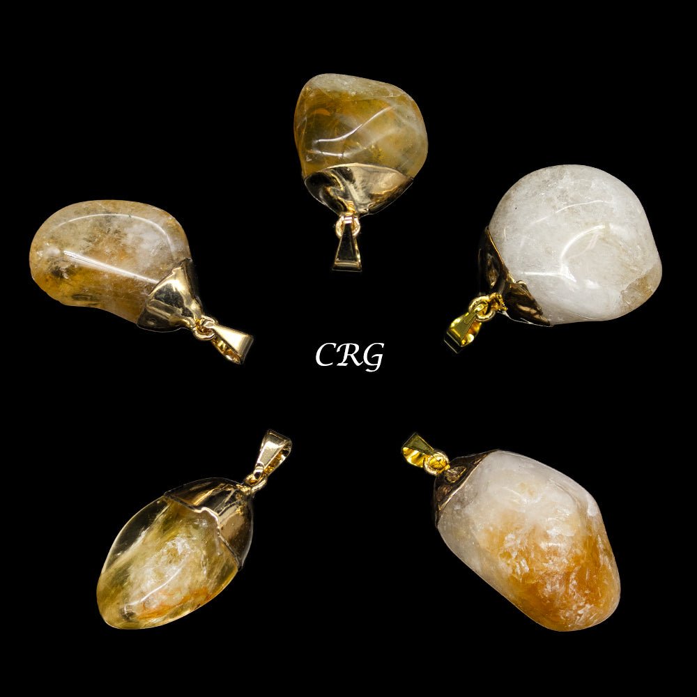 Citrine Tumbled Pendant with Gold Plating (0.5 To 1 Inch) (10 Pieces)