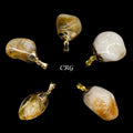 Citrine Tumbled Pendant with Gold Plating (0.5 To 1 Inch) (10 Pieces)