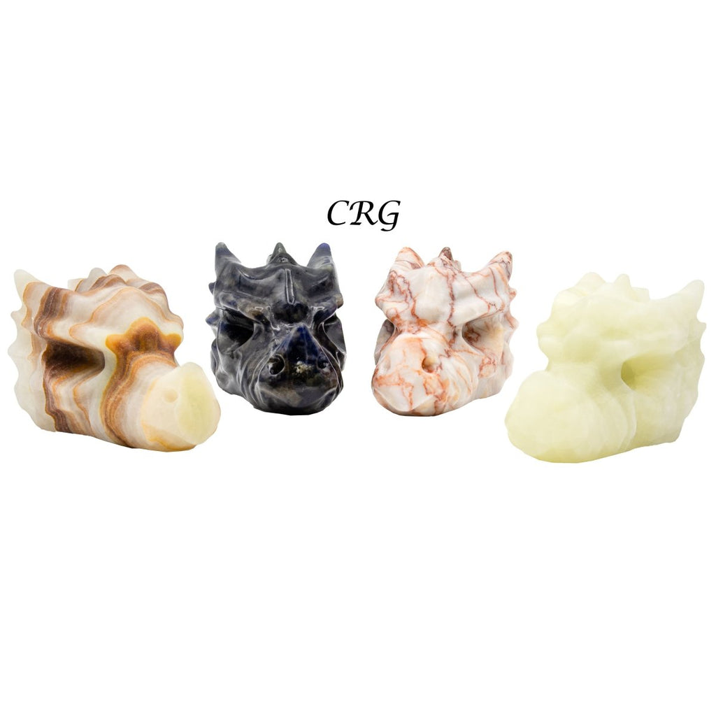SET OF 2 - Assorted Gemstone Dragon Skull (7cm Avg)