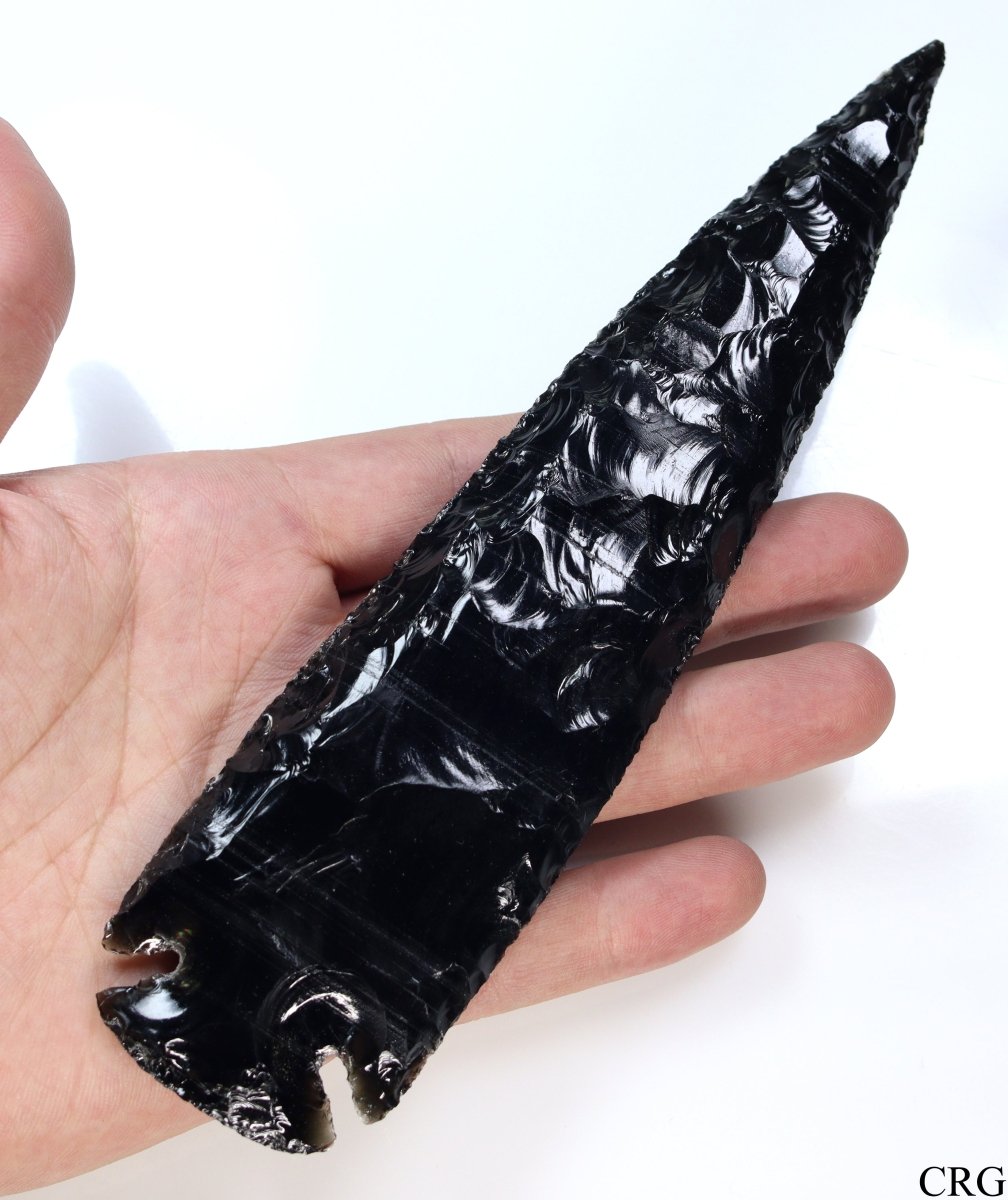 SET OF 2 - Black Obsidian Arrowheads / 6-7" AVG