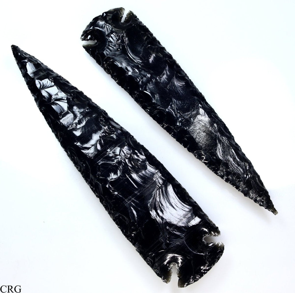 SET OF 2 - Black Obsidian Arrowheads / 6-7" AVG