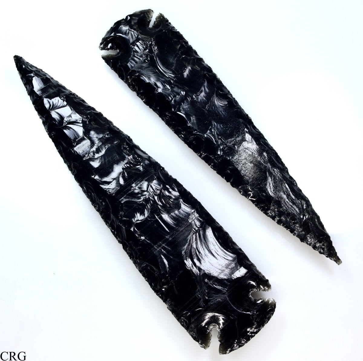 SET OF 2 - Black Obsidian Arrowheads / 6-7" AVG