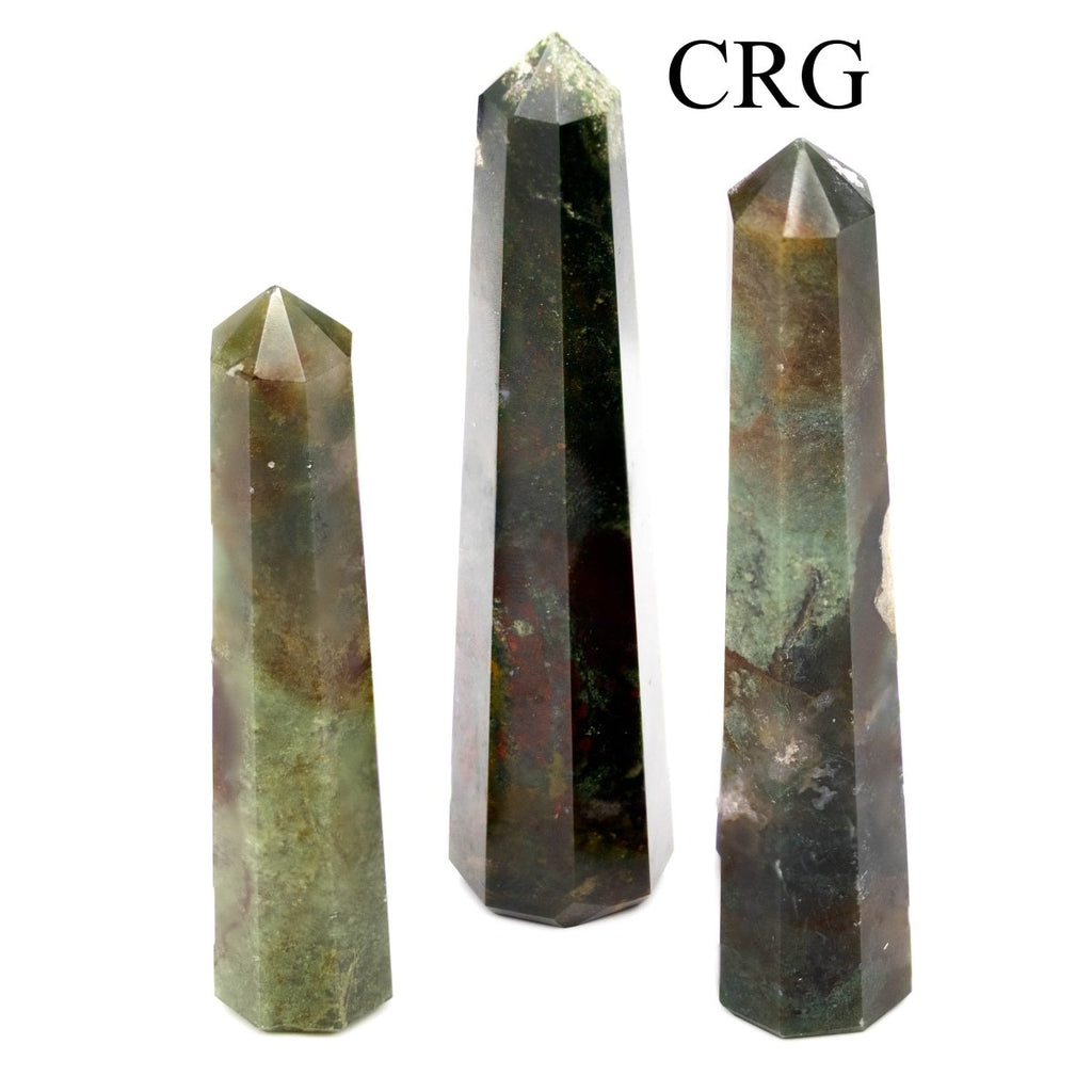 SET OF 2 - Bloodstone Mixed Shaped Towers / 3-5" Avg