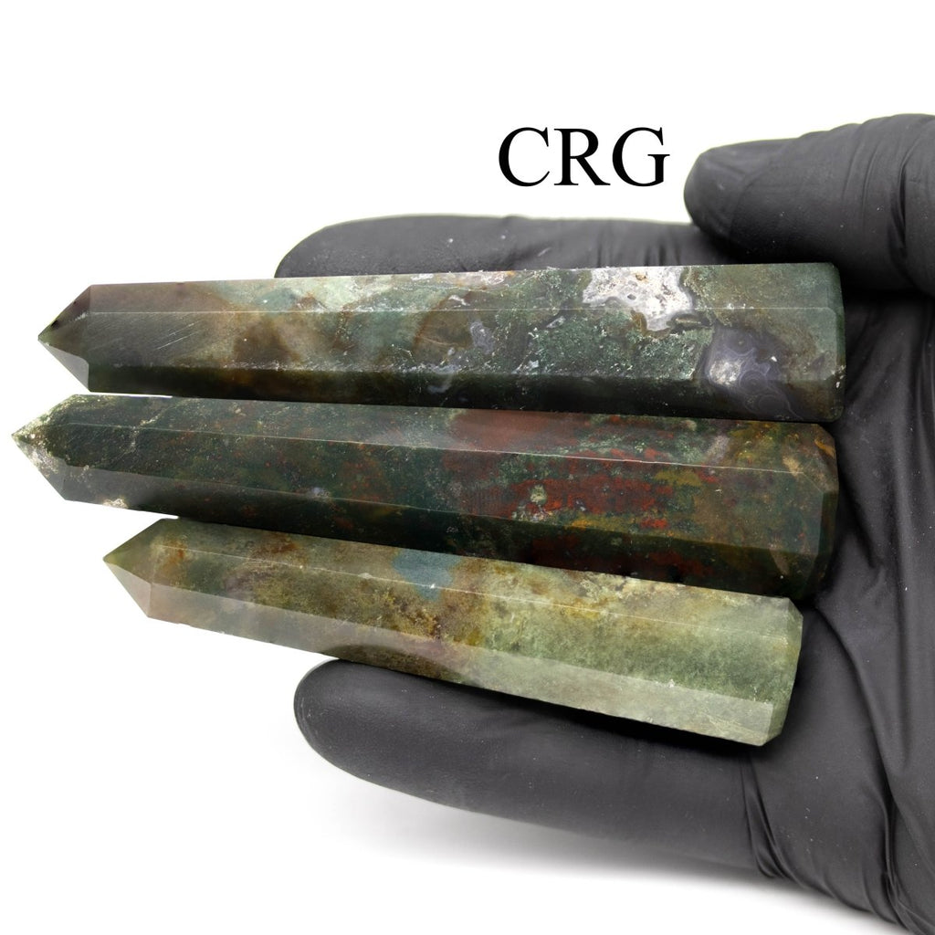 SET OF 2 - Bloodstone Mixed Shaped Towers / 3-5" Avg