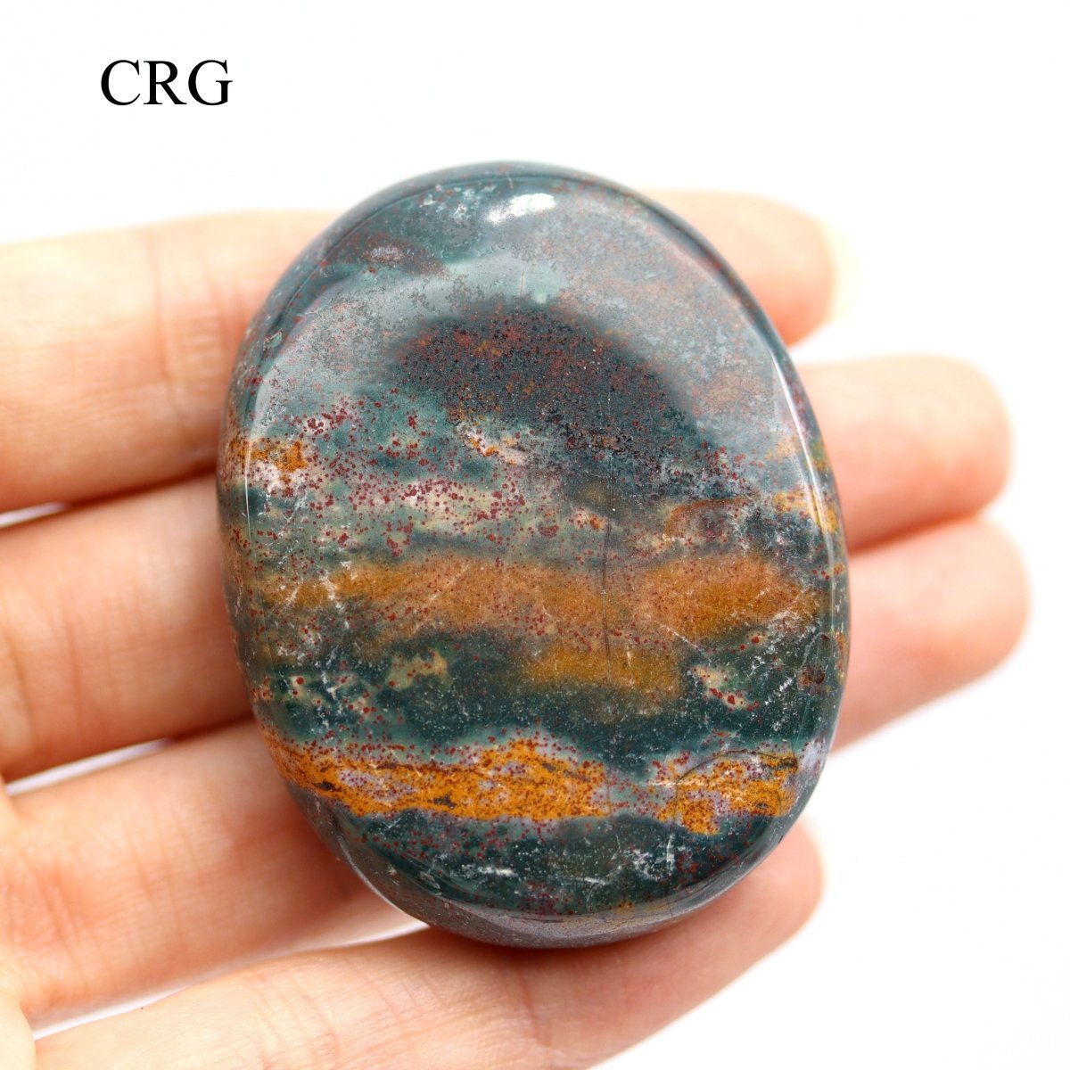 SET OF 2 - Bloodstone Palm Stone / 50mm AVG