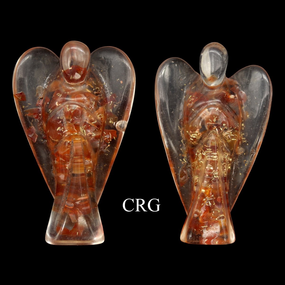 SET OF 2 - Carnelian Orgonite Angels / 50mm AVG