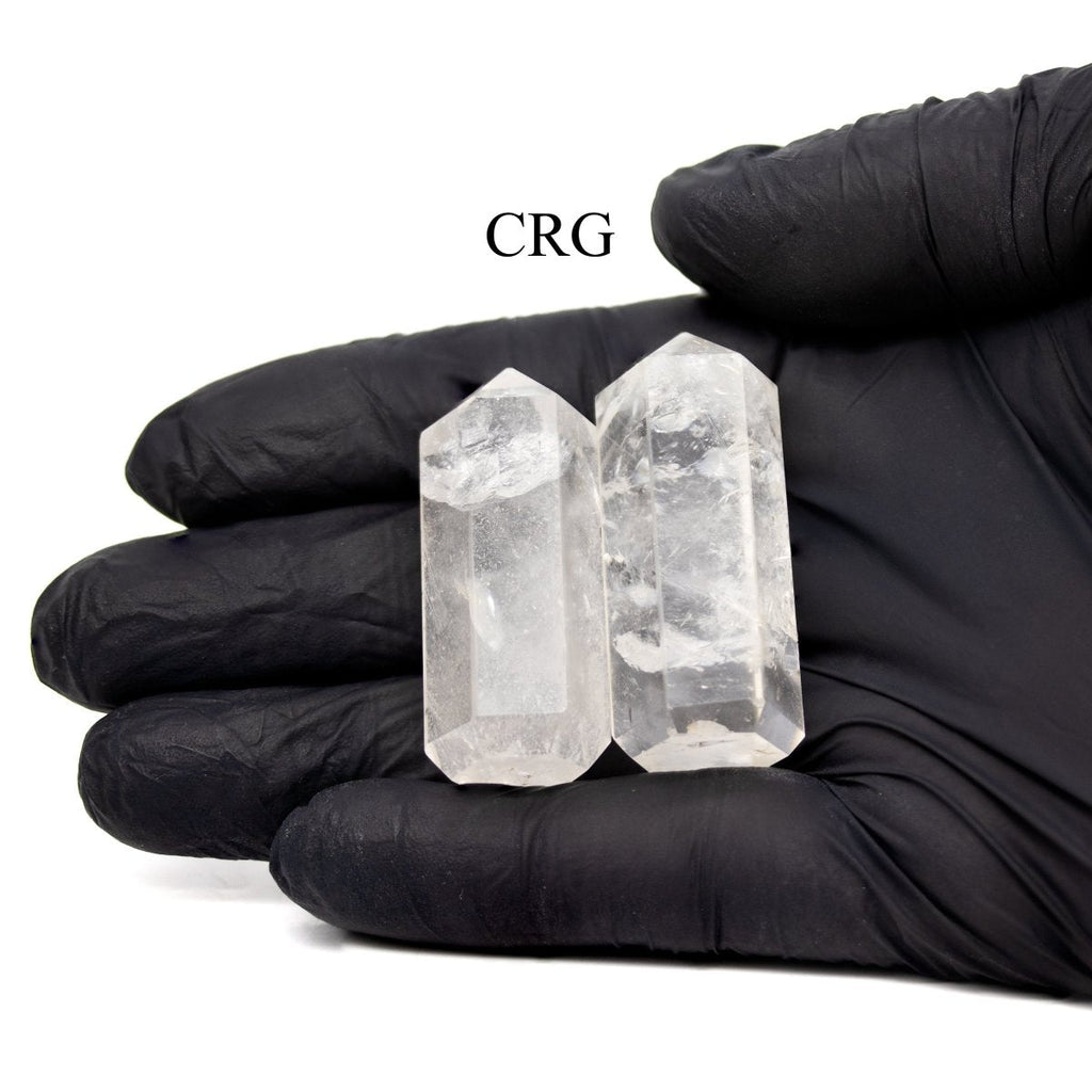 Quartz 6-Sided Mini Towers (50 mm) (Set of 2) Mini Faceted Polished Standing Crystals