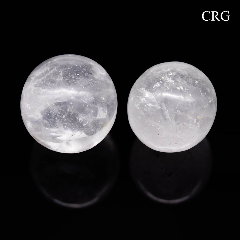 SET OF 2 - Crystal Quartz Spheres / 30mm AVG