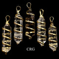 SET OF 2 - Double Terminated Quartz Pendant with Gold Spiral / 1-2" AVG