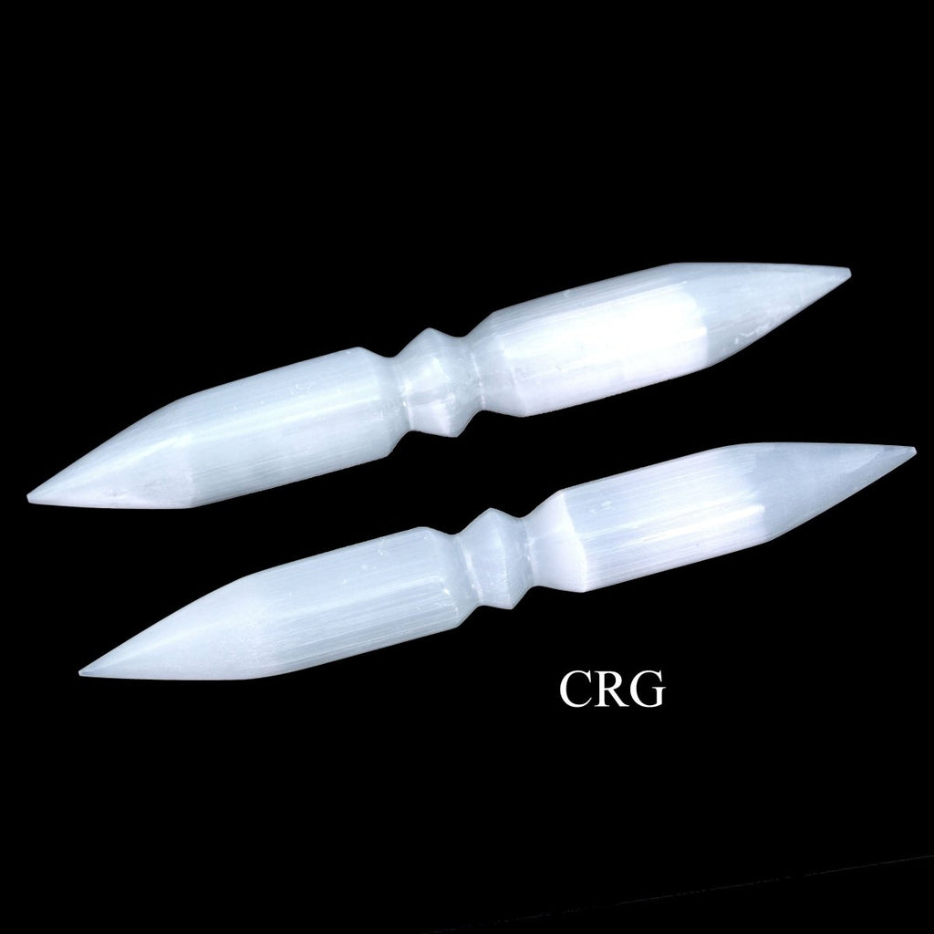 Selenite Double Terminated Spiral Wand 6.5 to 7.5 inches long (Set of 2)