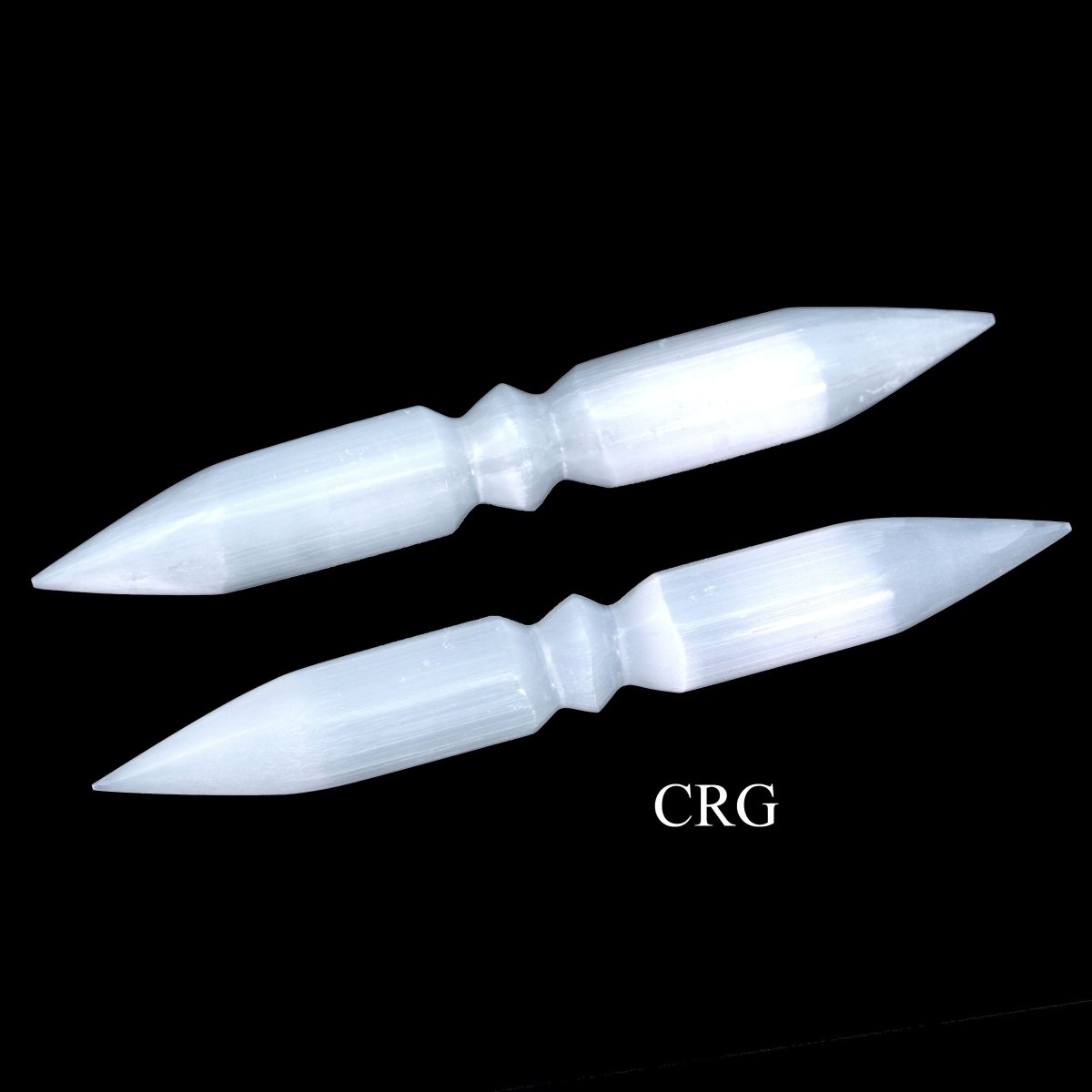 Selenite Double Terminated Spiral Wand 6.5 to 7.5 inches long (Set of 2)