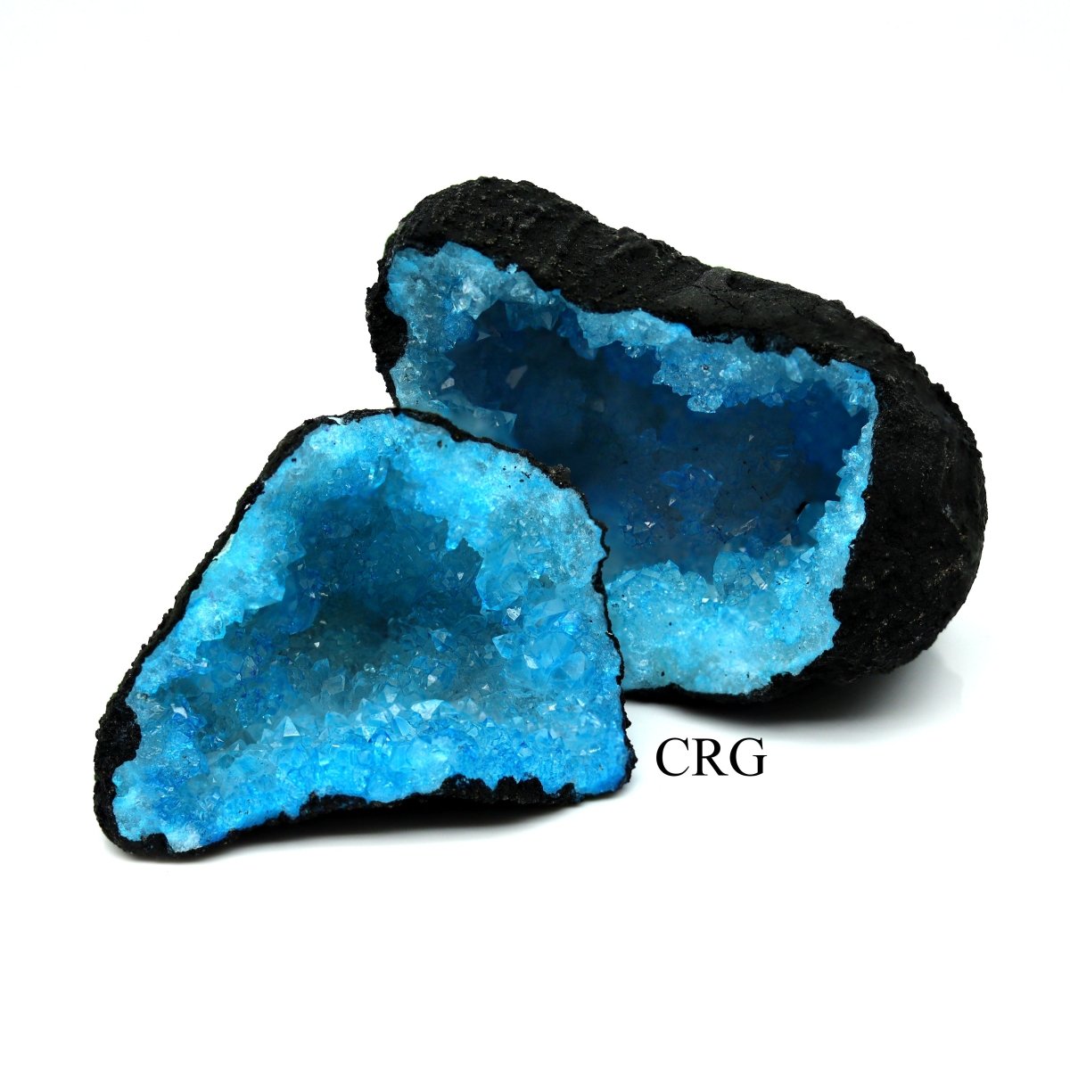 SET OF 2 - Dyed Blue Geode Half Pairs / 2.5-4.5" AVG
