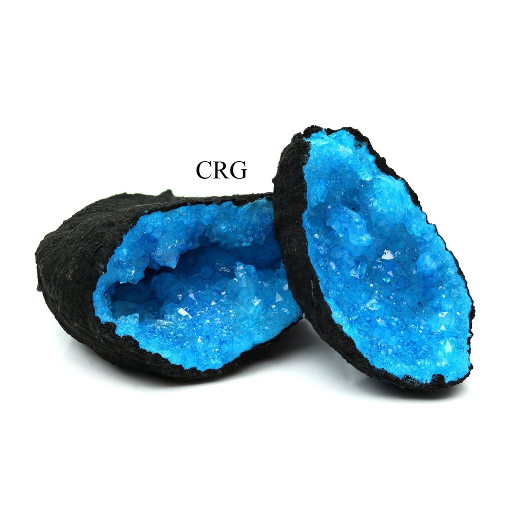 SET OF 2 - Dyed Blue Geode Half Pairs / 2.5-4.5" AVG