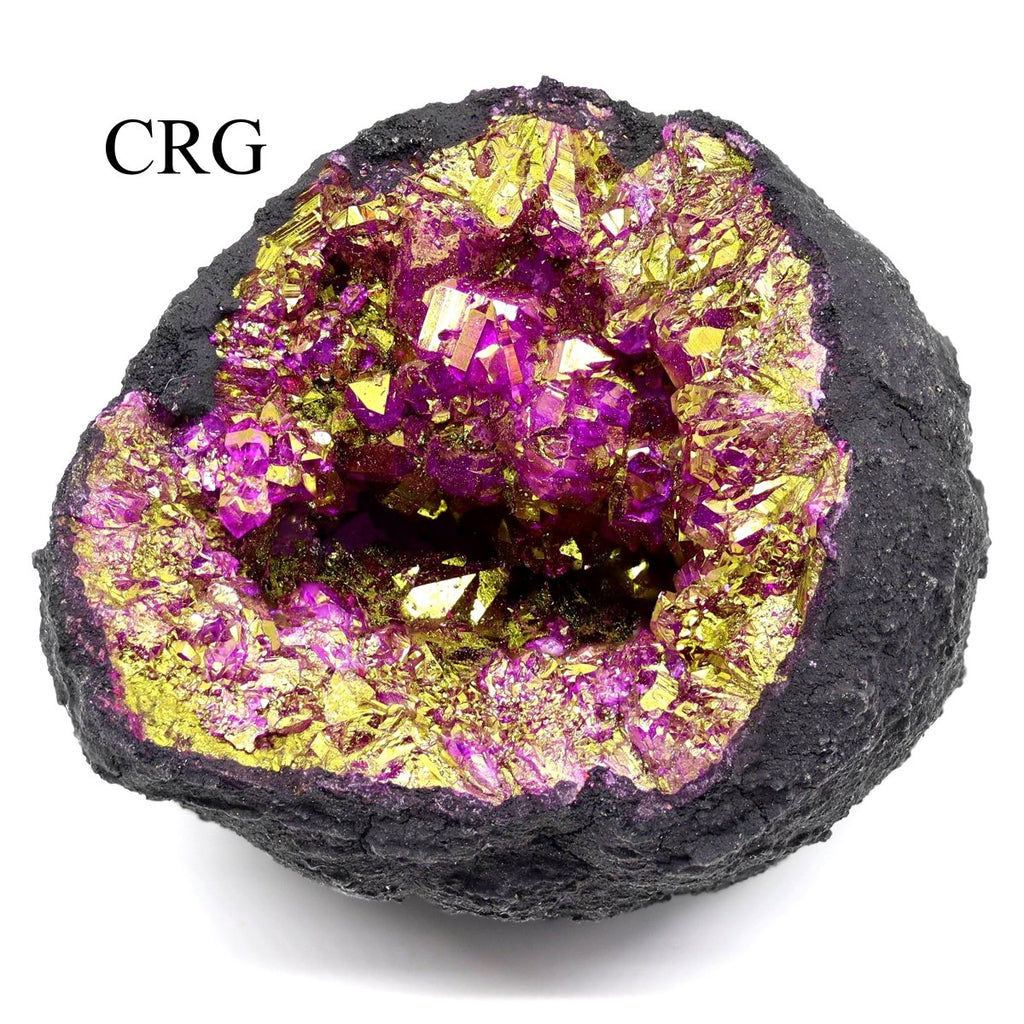 SET OF 2 - Dyed Magenta Titanium Coated Geode Half Pairs (4 pieces total!)