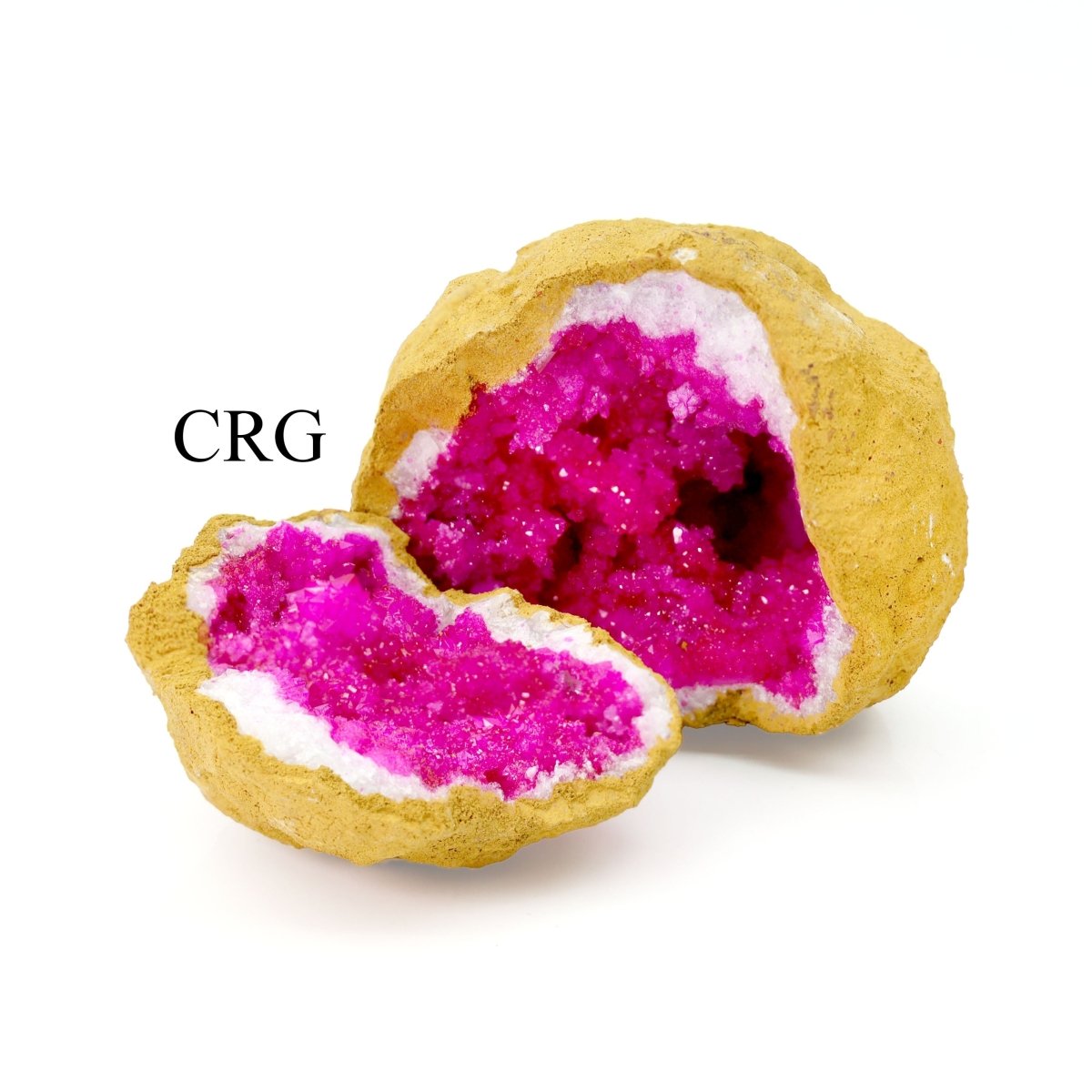 Geode Dyed Pink Matching Halves (Size 2.4 To 4.5 Inches) (2 Pieces) Raw Crystals Minerals Gemstones