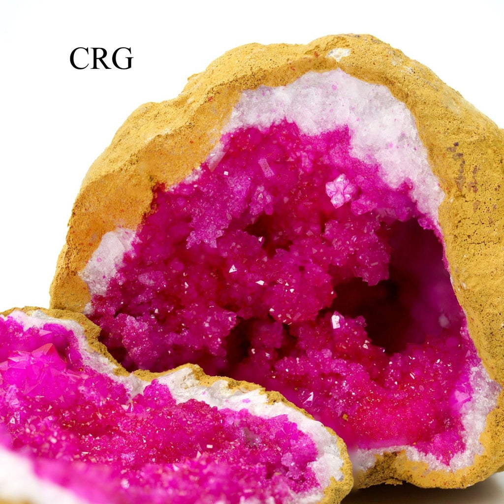 Geode Dyed Pink Matching Halves (Size 2.4 To 4.5 Inches) (2 Pieces) Raw Crystals Minerals Gemstones