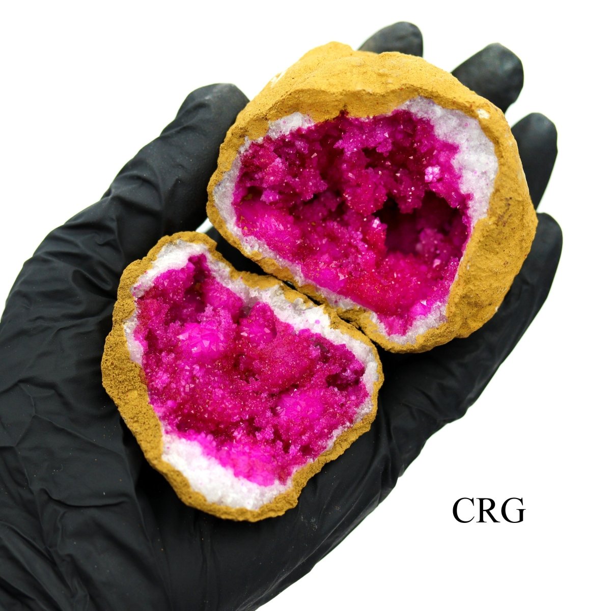 Geode Dyed Pink Matching Halves (Size 2.4 To 4.5 Inches) (2 Pieces) Raw Crystals Minerals Gemstones