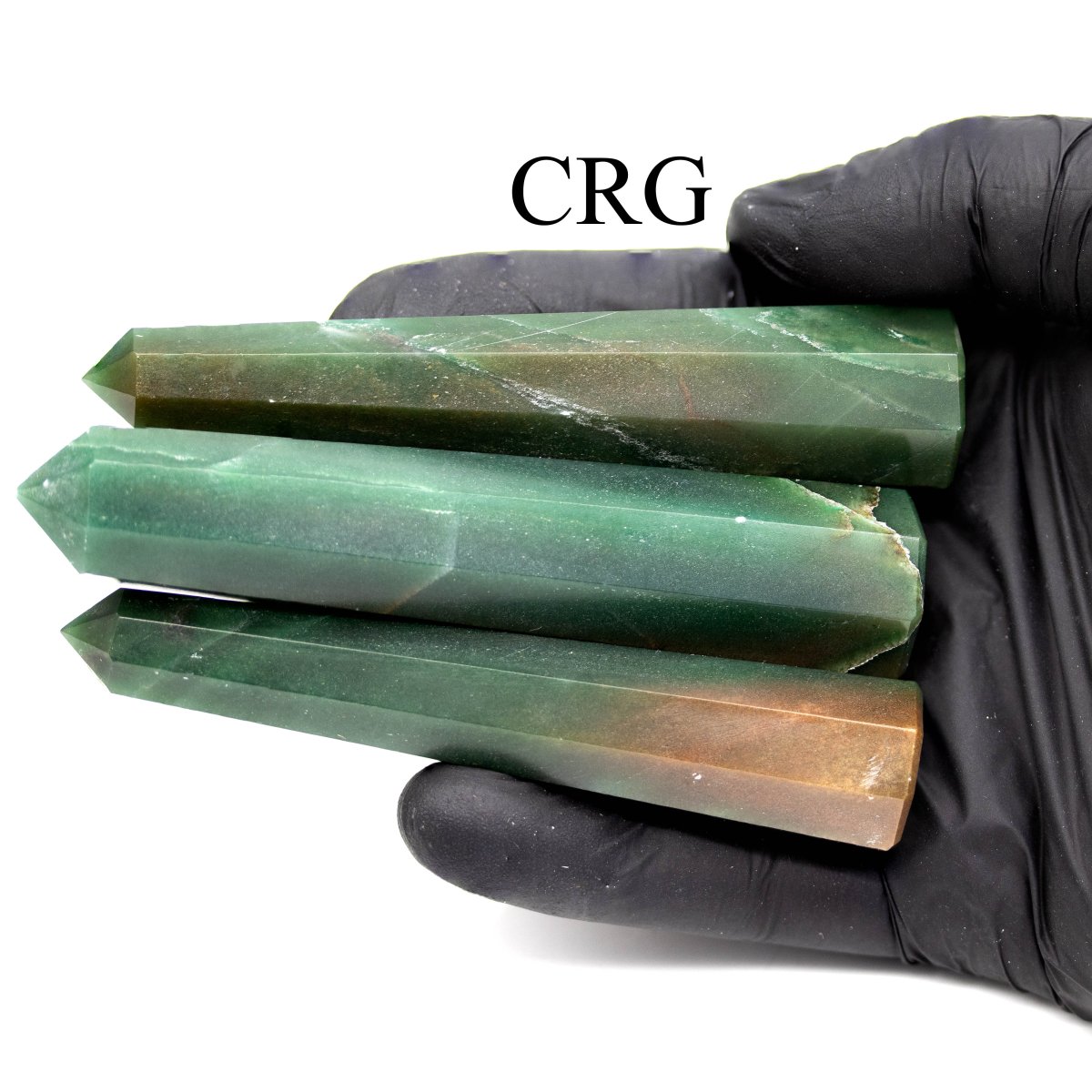 SET OF 2 - Green Aventurine Mixed Shaped Towers / 3-5" Avg