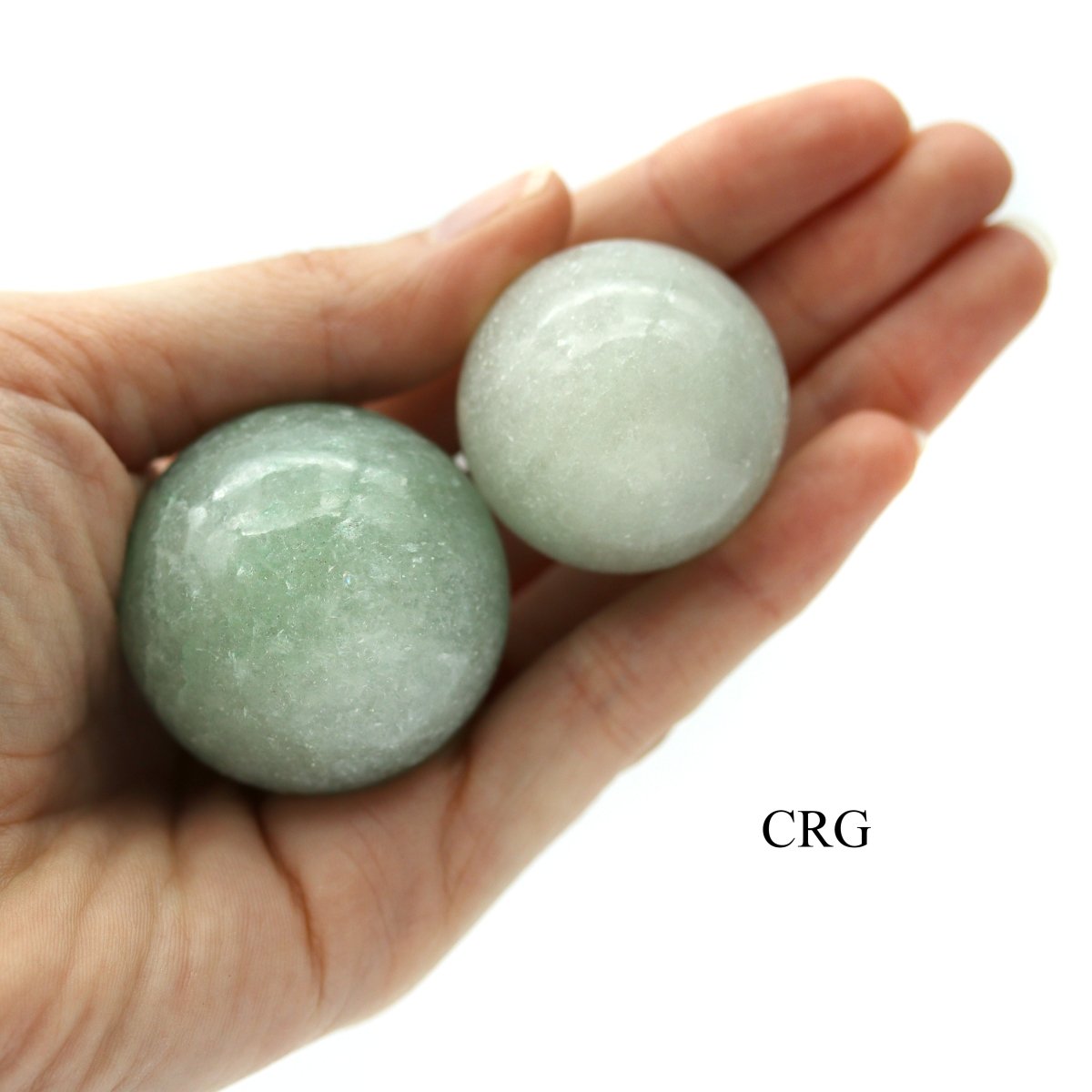 SET OF 2 - Green Aventurine Spheres / 25-40mm AVG