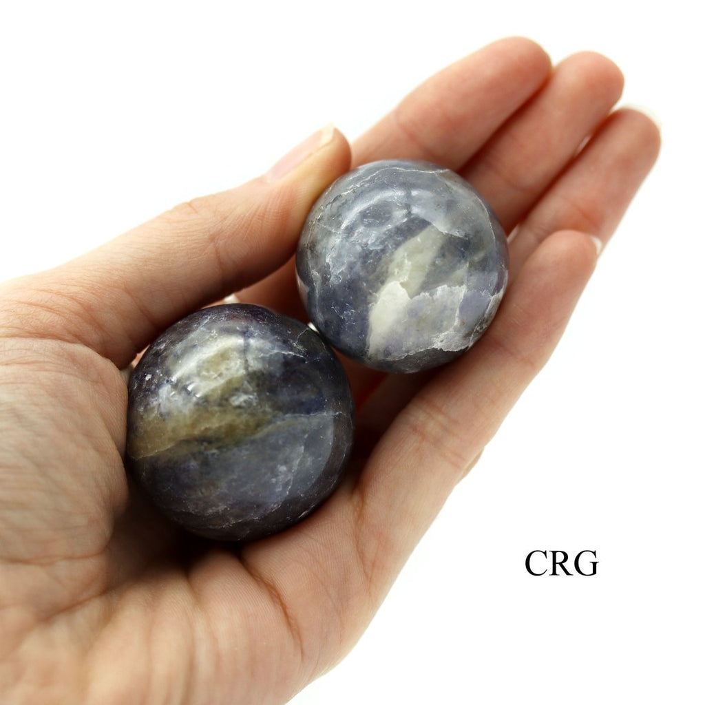 SET OF 2 - Iolite Spheres / 25-40mm AVG