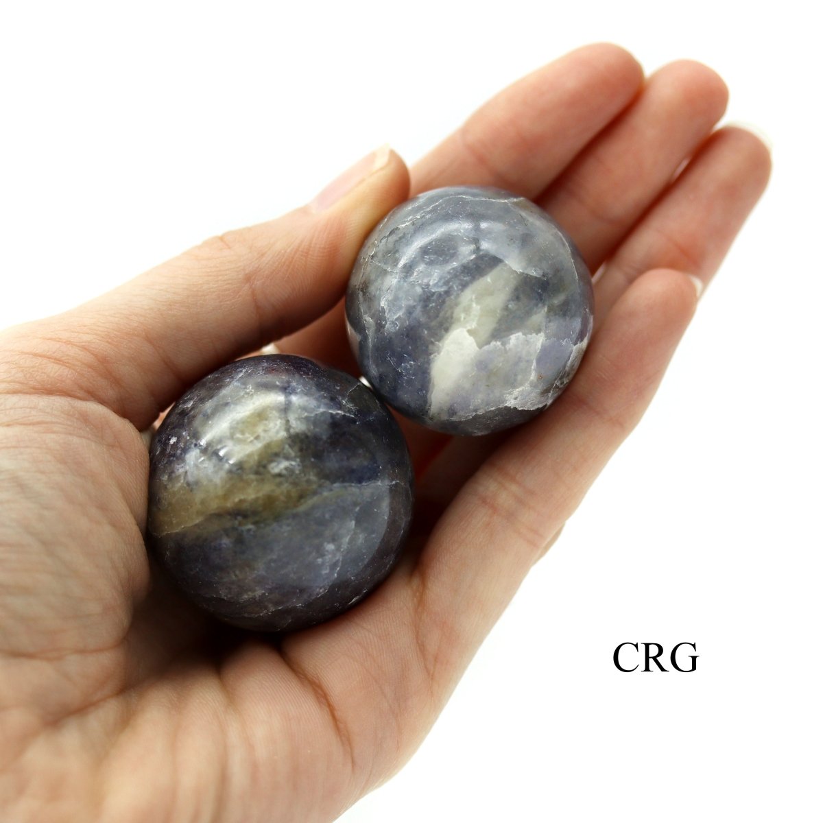 SET OF 2 - Iolite Spheres / 25-40mm AVG