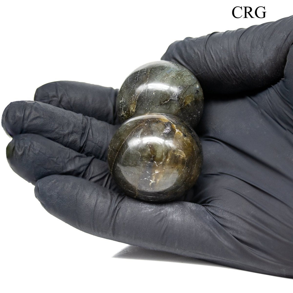 SET OF 2 - Labradorite Spheres / 30mm AVG