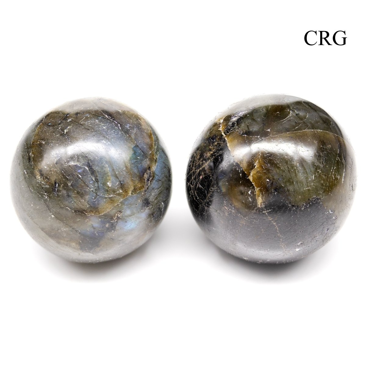 SET OF 2 - Labradorite Spheres / 30mm AVG