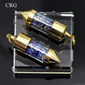 Lapis Lazuli Gemstone Chips in Gold-Plated Bottle Pendant (2 Pieces) Size 2.5 Inches (INJD)