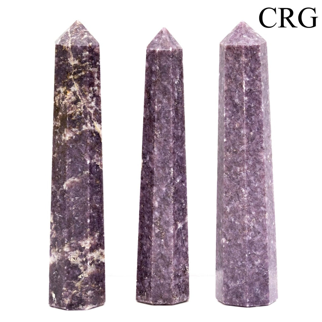 SET OF 2 - Lepidolite Gemstone Obelisk Point 4" AVG
