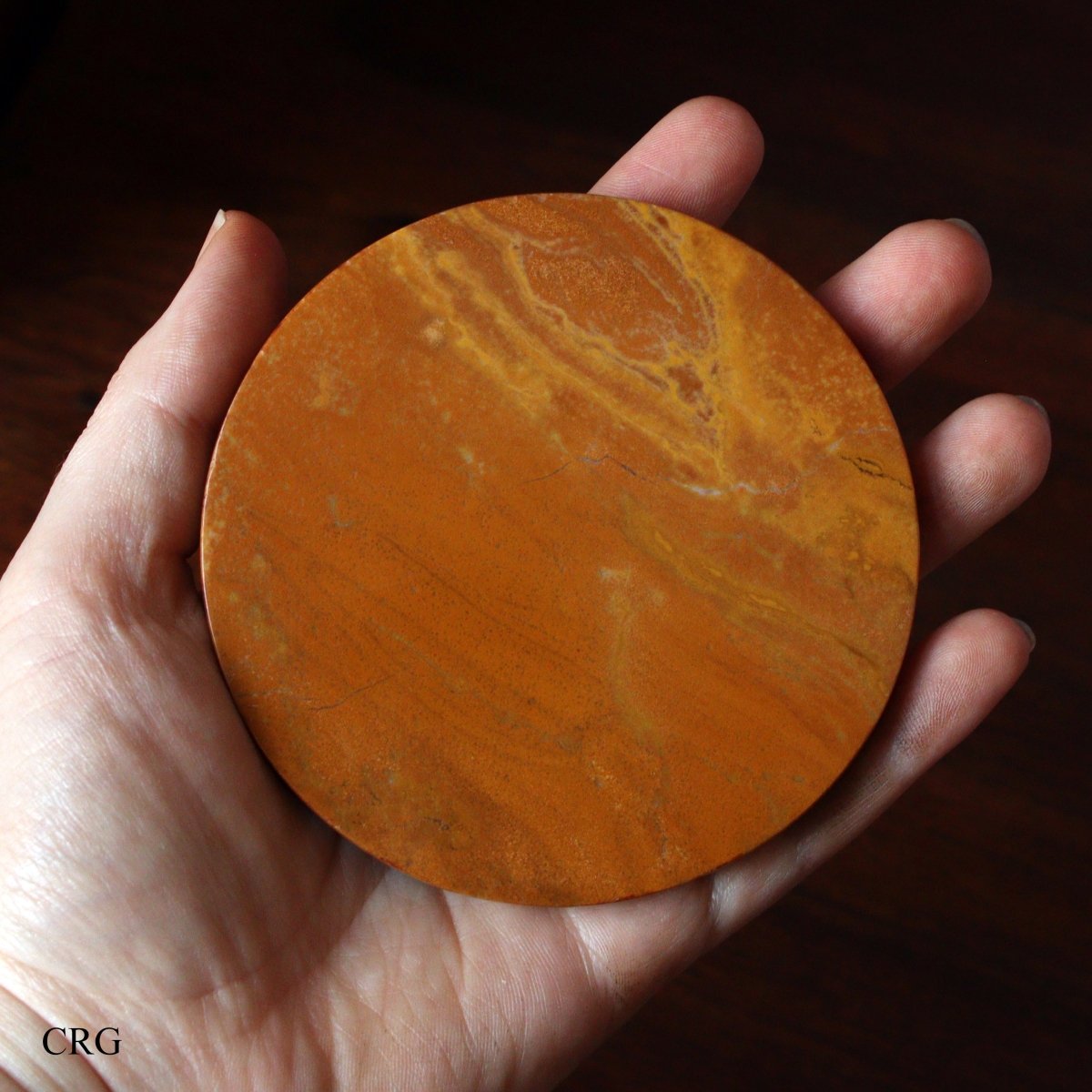 SET OF 2 - Madagascar Yellow Jasper Gemstone Coasters / 92mm AVG