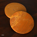 SET OF 2 - Madagascar Yellow Jasper Gemstone Coasters / 92mm AVG