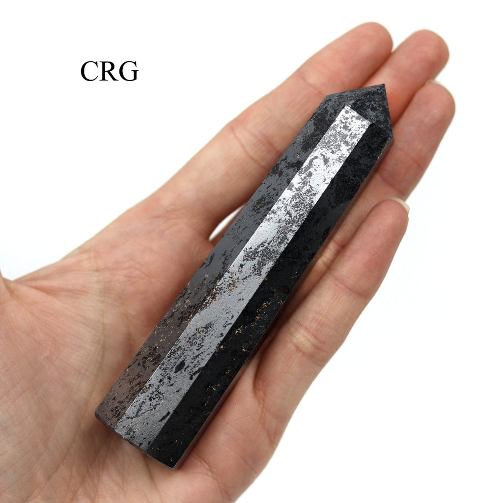 SET OF 2 - Mixed Shape Hematite Towers / 3-5" AVG