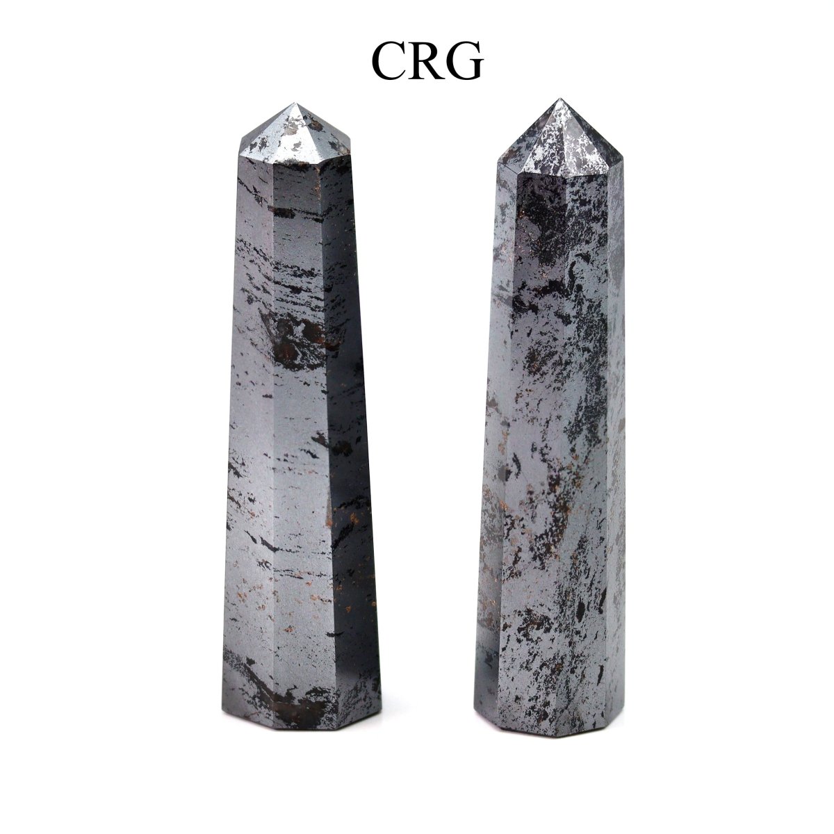 SET OF 2 - Mixed Shape Hematite Towers / 3-5" AVG